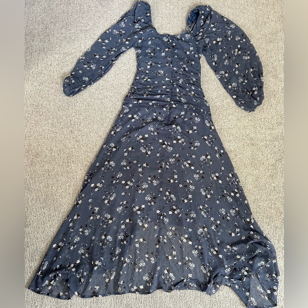 ASTR extra small midi sweetheart neckline dress in blue floral